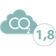Value: 1.8 kg<div>This indicator shows the equivalent CO2 contributed by packaging the product and transporting it internationally. The evaluation takes into account the type of materials, the origin and main production process of the constituents, their transportation and the transportation of the finished product. </div><div>The evaluation is carried out on the medium-sized product and according to a typical scenario of worldwide distribution.
</div>