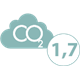 <p>Wert: 1.7 kg </p><div>Dieser Indikator entspricht dem CO2-Äquivalent, das durch die Verpackung des Produkts und seinen weltweiten Transport bereitgestellt wird. Die Bewertung berücksichtigt die Art der Materialien, die Herkunft und den Hauptherstellungsprozess der Komponenten, ihren Transport und den Transport des fertigen Produkts. Die Bewertung erfolgt nach dem Durchschnittsformat des Produkts und nach einem weltweit typischen Vertriebsszenario.</div>