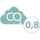 <p>Wert: 0.8 kg </p><div>Dieser Indikator entspricht dem CO2-Äquivalent, das durch die Verpackung des Produkts und seinen weltweiten Transport bereitgestellt wird. Die Bewertung berücksichtigt die Art der Materialien, die Herkunft und den Hauptherstellungsprozess der Komponenten, ihren Transport und den Transport des fertigen Produkts. Die Bewertung erfolgt nach dem Durchschnittsformat des Produkts und nach einem weltweit typischen Vertriebsszenario.</div>