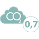 <p>Valor: 0.7 kg </p><div>Este indicador corresponde al equivalente de CO2 proporcionado por el embalaje del producto y su transporte alrededor del mundo. La evaluación tiene en cuenta la naturaleza de los materiales, el origen y el principal proceso de fabricación de los componentes, su transporte y el transporte del producto terminado. La evaluación se realiza sobre el formato medio del producto y según un escenario de distribución típico en todo el mundo.</div>