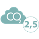 <p>Wert: 2.5 kg </p><div>Dieser Indikator entspricht dem CO2-Äquivalent, das durch die Verpackung des Produkts und seinen weltweiten Transport bereitgestellt wird. Die Bewertung berücksichtigt die Art der Materialien, die Herkunft und den Hauptherstellungsprozess der Komponenten, ihren Transport und den Transport des fertigen Produkts. Die Bewertung erfolgt nach dem Durchschnittsformat des Produkts und nach einem weltweit typischen Vertriebsszenario.</div>